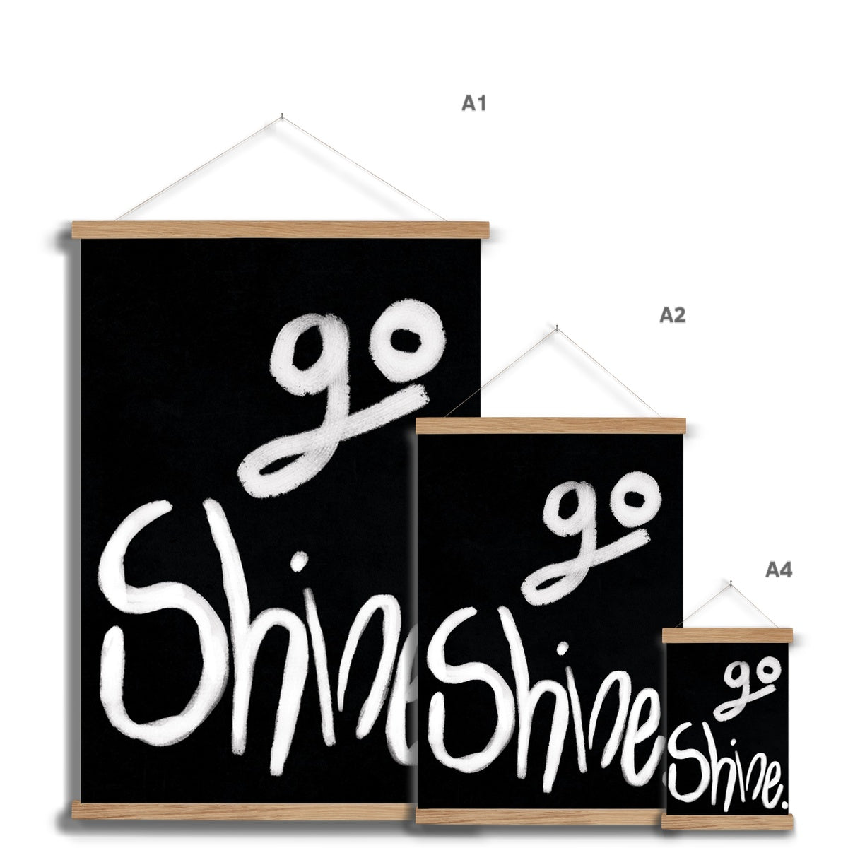 Go Shine - Black, White Fine Art Print with Hanger