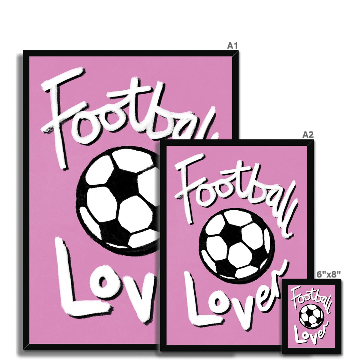 Football Lover Print - Pink, Black, White Framed Print