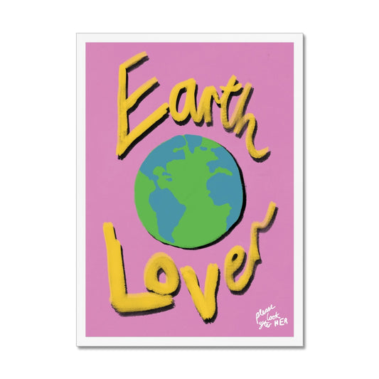 Earth Lover Print - Bright Pink, Yellow Framed Print