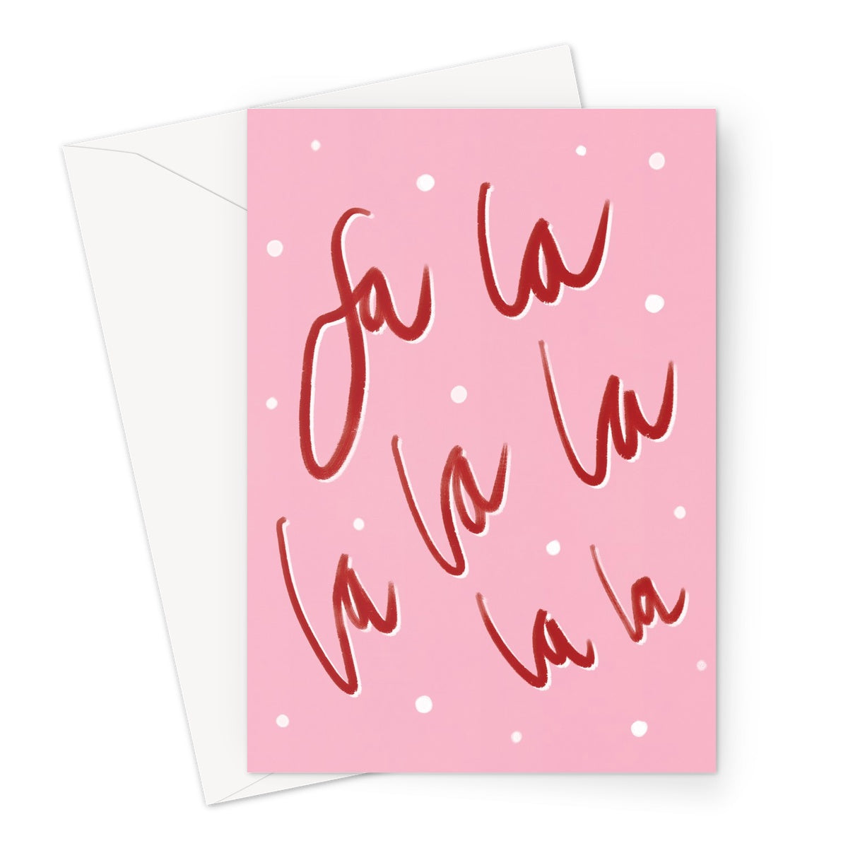 Fa La La La Pink and Red Christmas Greeting Card