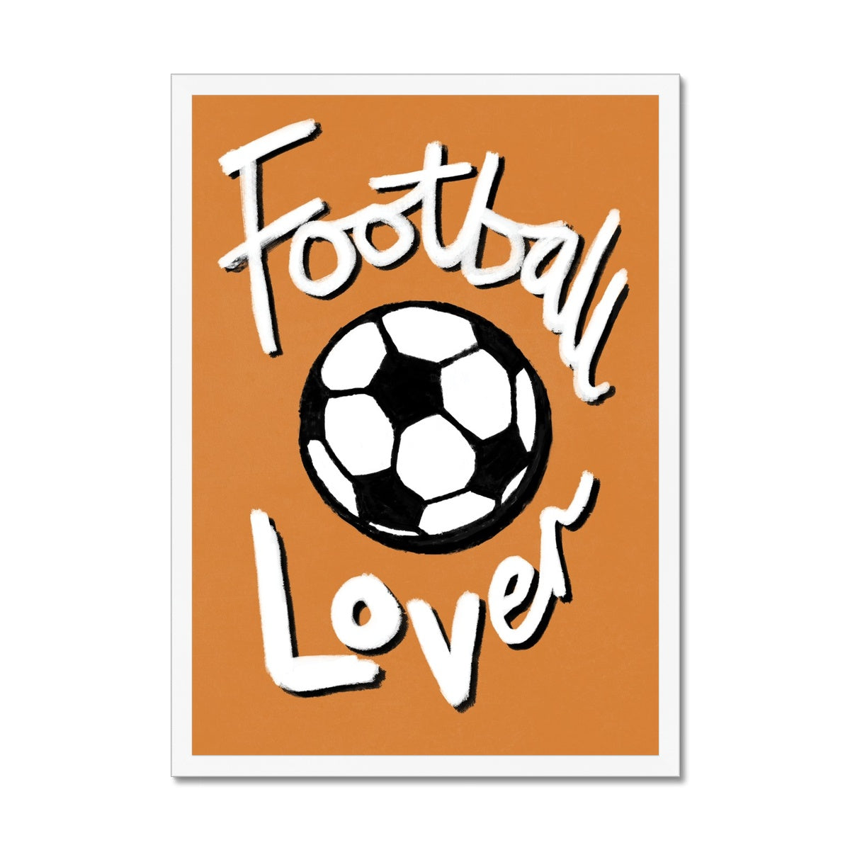 Football Lover Print - Brown, White, Black Framed Print