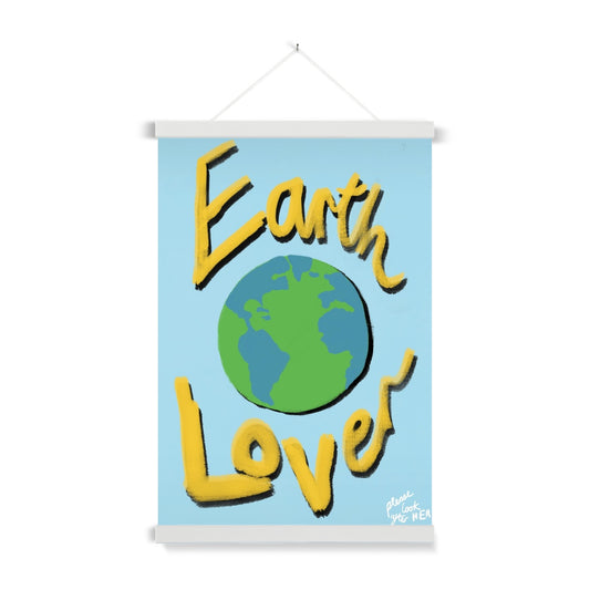 Earth Lover Print - Blue, Yellow Fine Art Print with Hanger