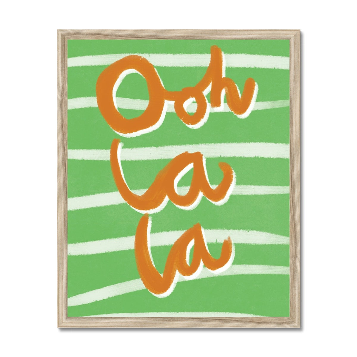 Ooh La La Art Print - Green, White and Brown Framed Print