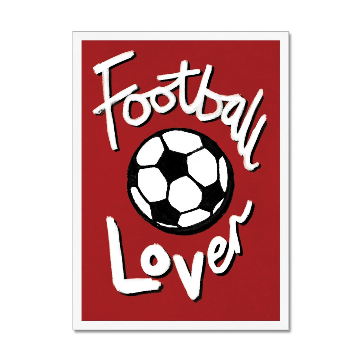 Football Lover - Red, Black and White Framed Print