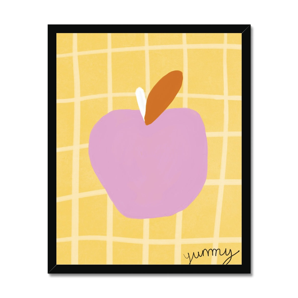 Yummy Apple Print - Yellow, Pink Framed Print