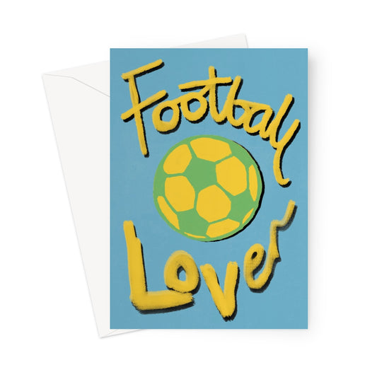 Football Lover Print - Blue, Yellow, Green Greeting Card