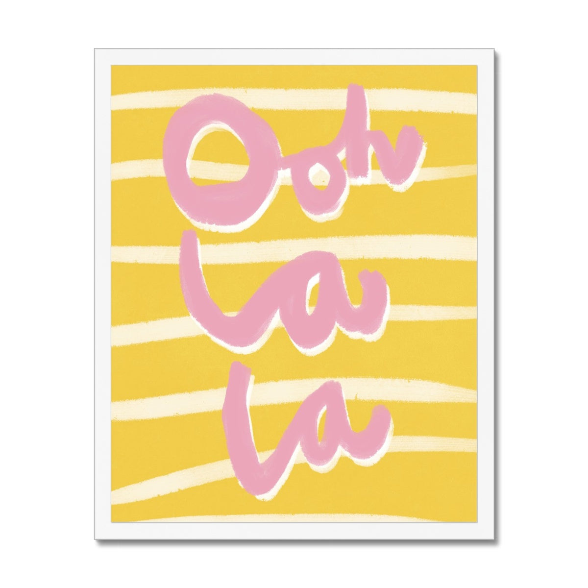Ooh La La Art Print - Yellow, White and Pink Framed Print