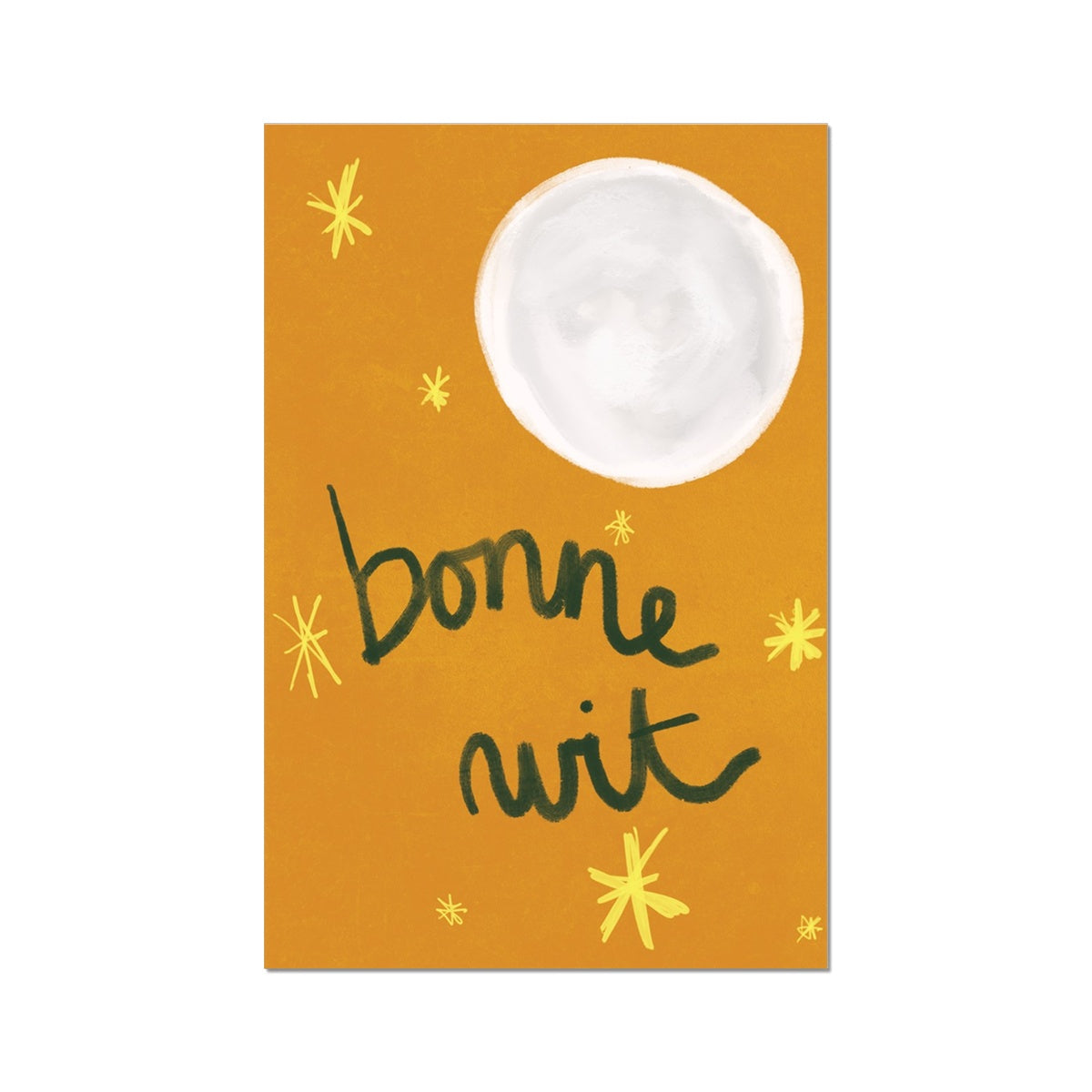 Bonne Nuit Print - Brown with Dark Green Fine Art Print