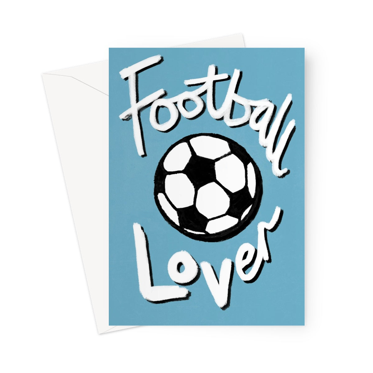 Football Lover Print - Blue, White, Black Greeting Card