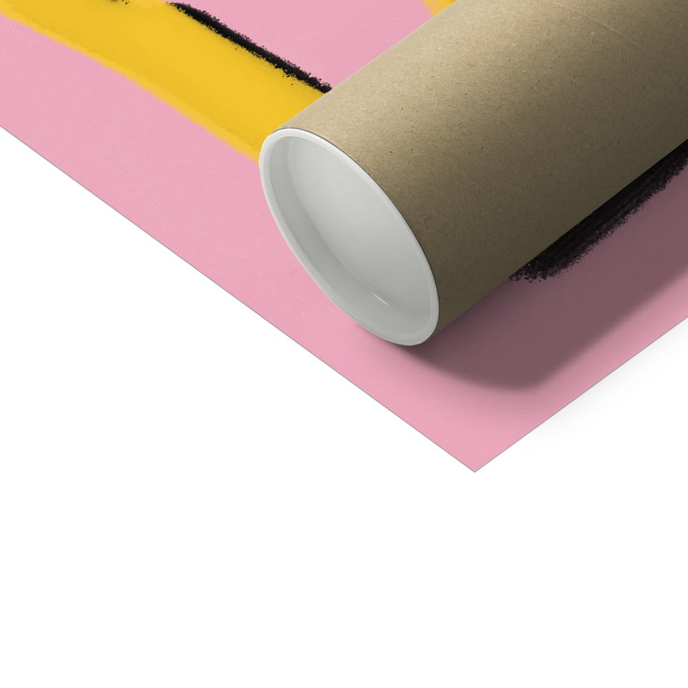 Football Lover Print - Pink, Yellow, Green Fine Art Print