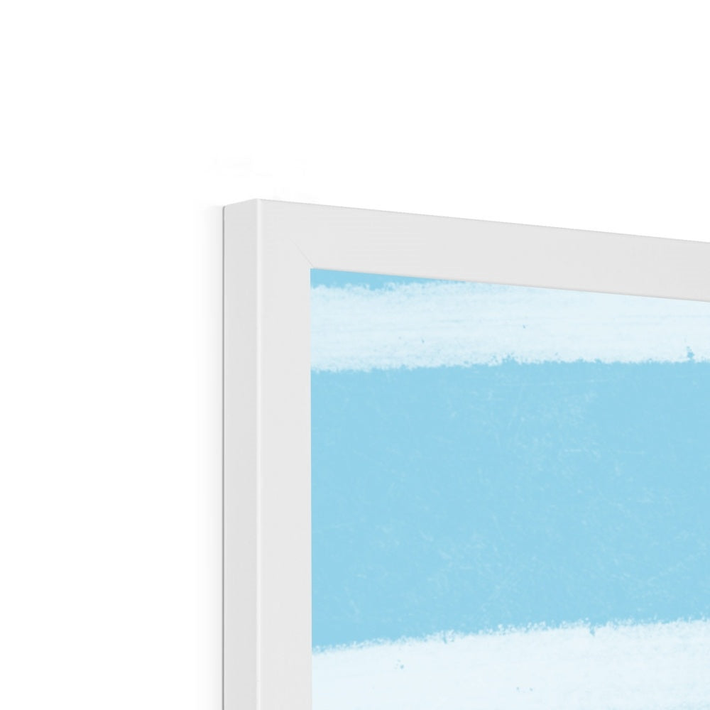 Ooh La La Art Print - Blue, White and Pink Framed Print