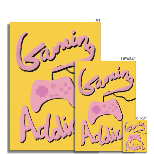 Gaming Addict Print - Yellow, Pink Fine Art Print