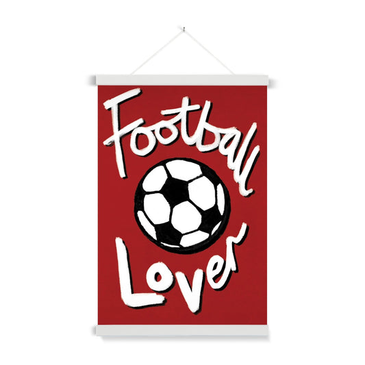 Football Lover - Red, Black and White Fine Art Print with Hanger