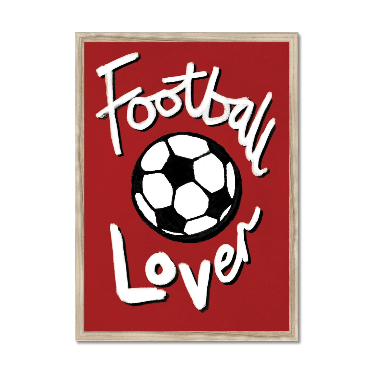 Football Lover - Red, Black and White Framed Print