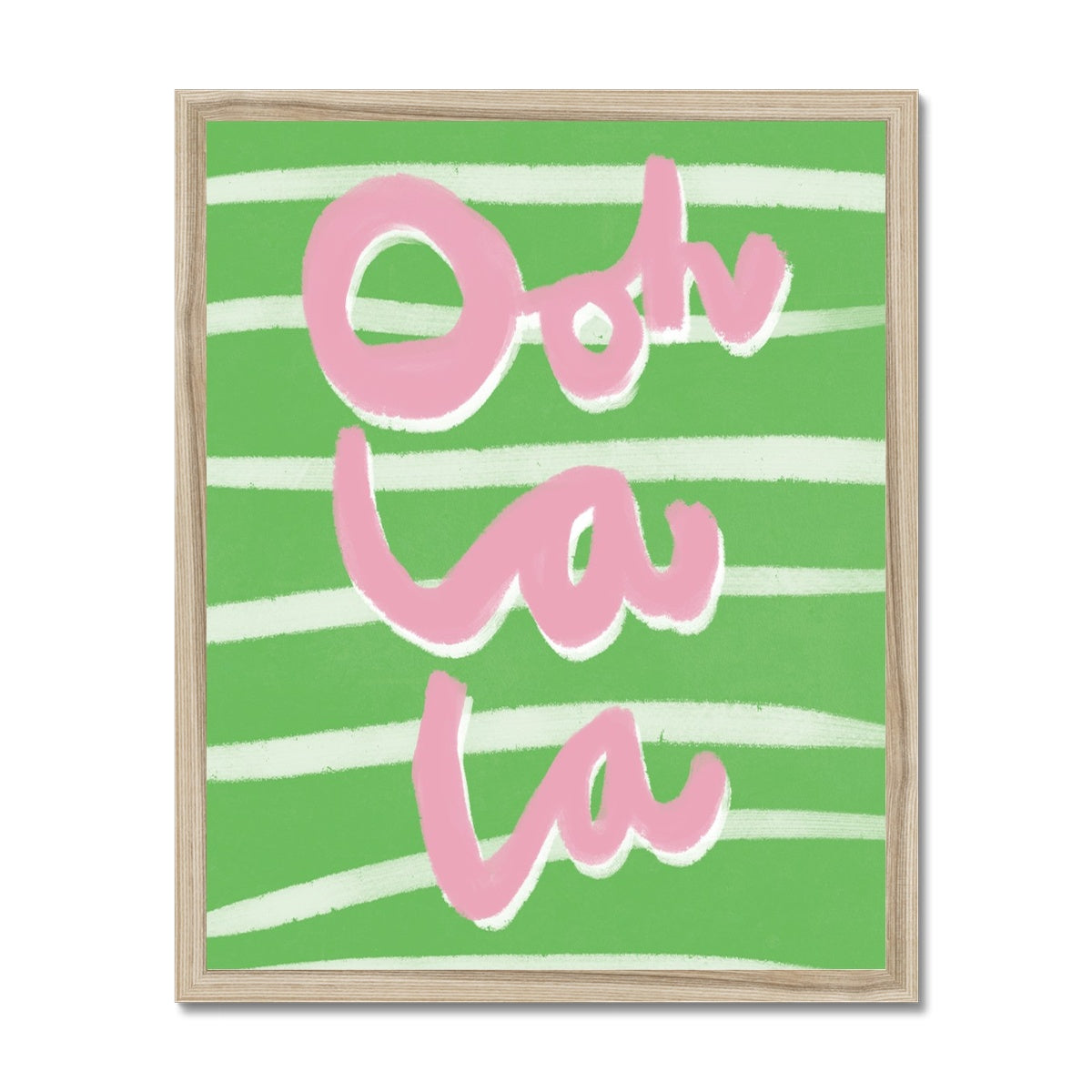 Ooh La La Art Print - Green, White and Pink Framed Print