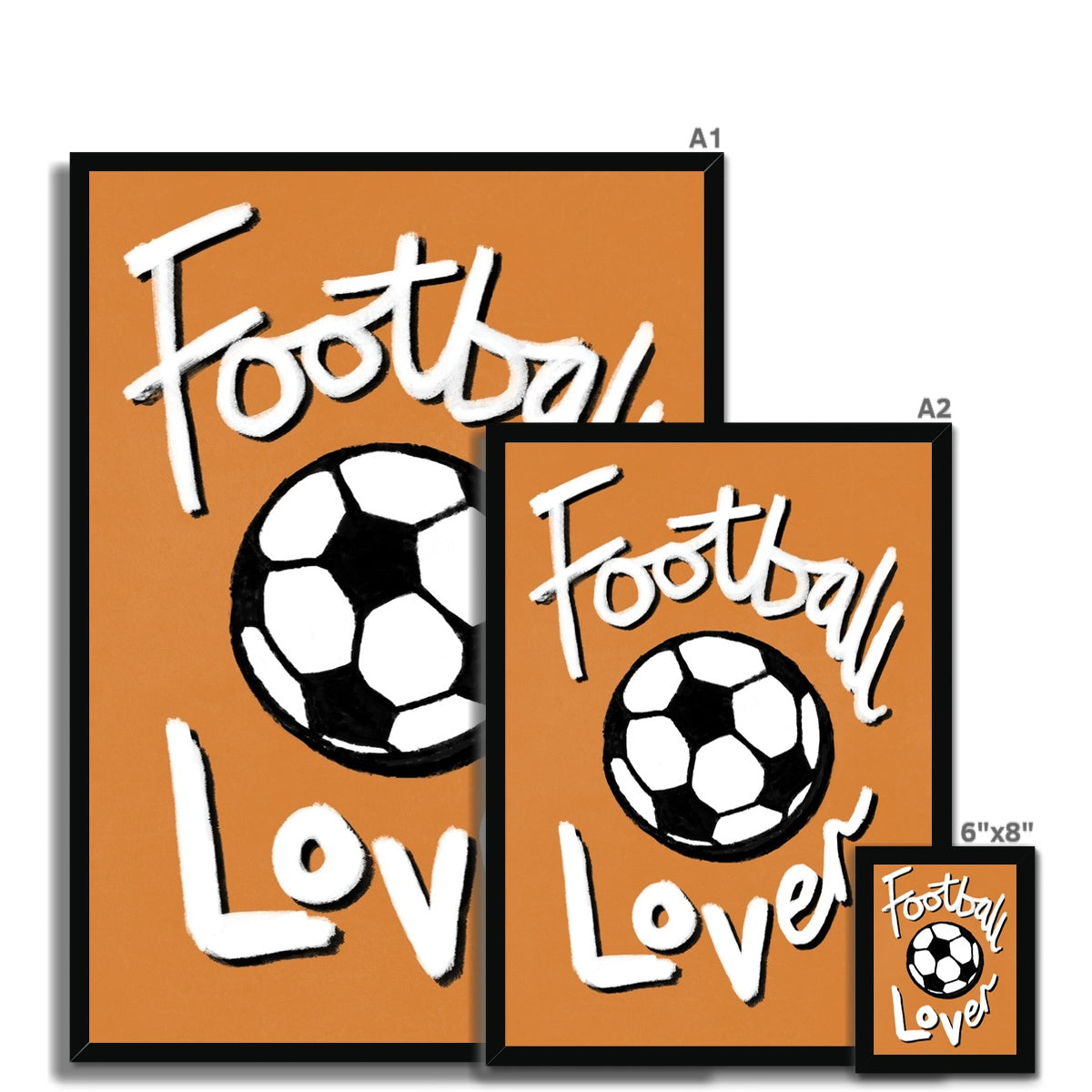 Football Lover Print - Brown, White, Black Framed Print