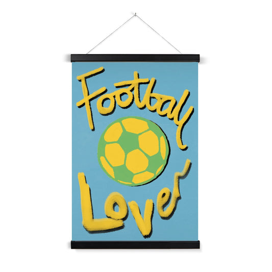 Football Lover Print - Blue, Yellow, Green Fine Art Print with Hanger