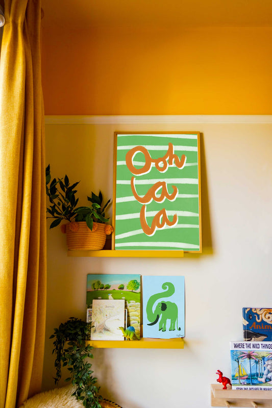 Ooh La La Art Print - Green, White and Brown Framed Print