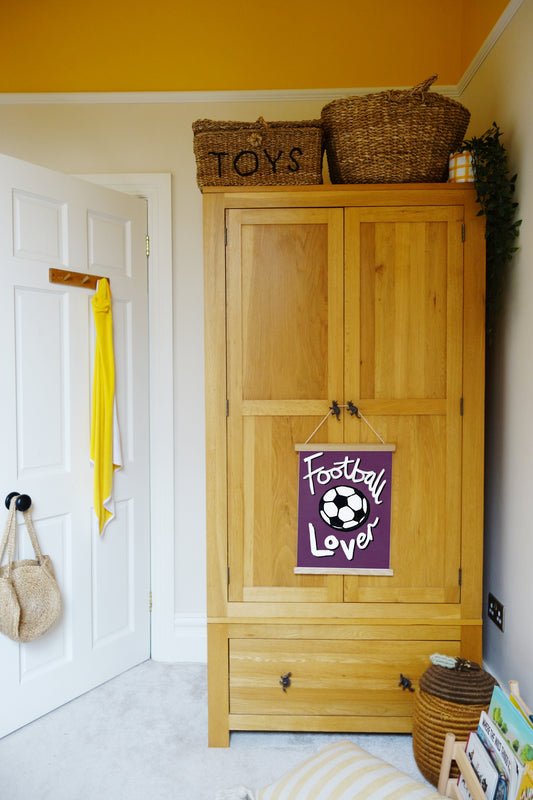 Football Lover Print - Plum, Black, White Fine Art Print with Hanger