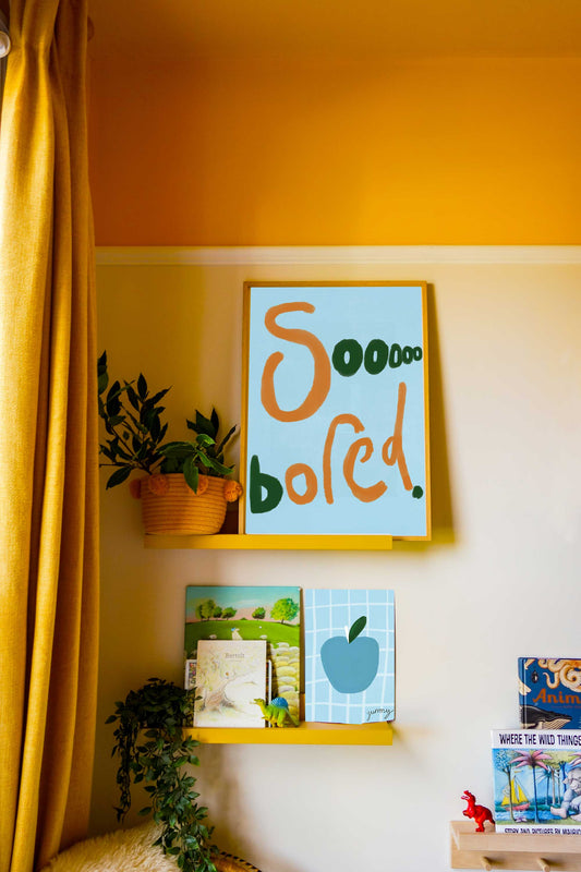 Sooooo Bored Print - Blue, Brown, Dark Green Fine Art Print