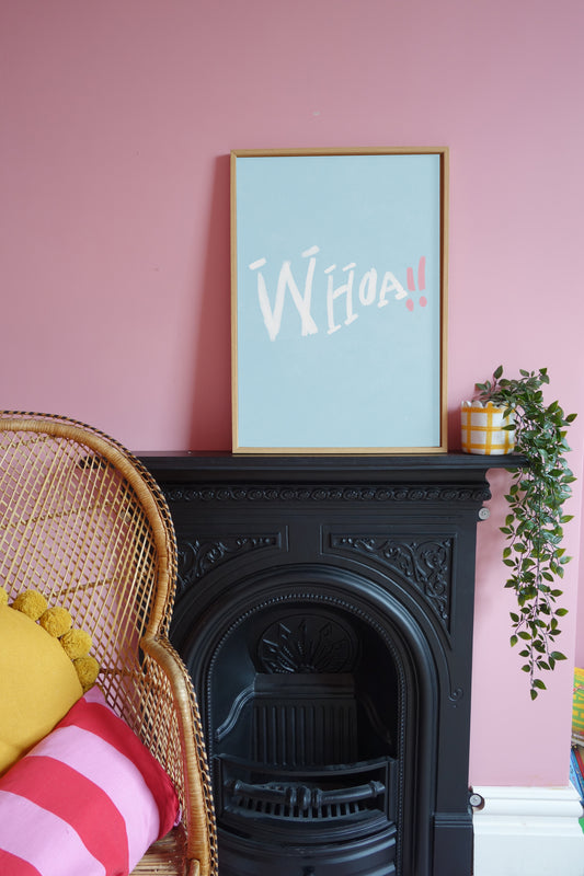 Whoa!! Print - Blue, White, Pink Fine Art Print