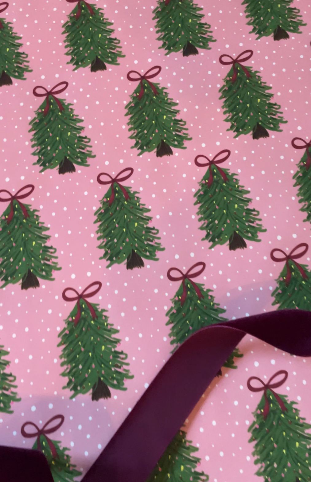 PRE-ORDER Pink Christmas Tree Wrapping Paper