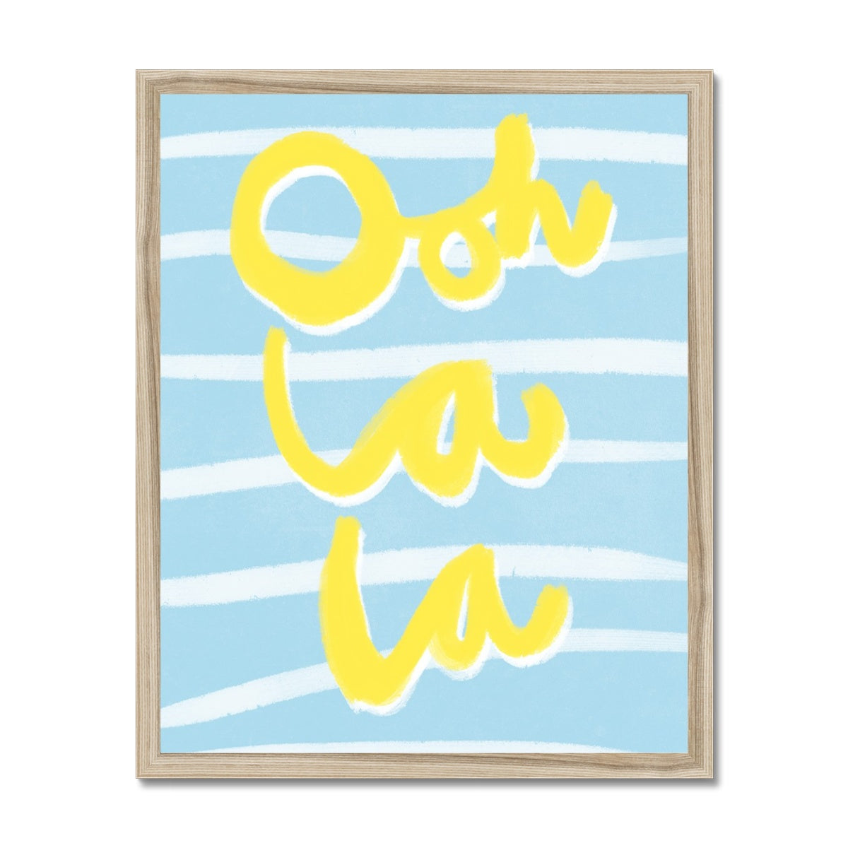 Ooh La La Art Print - Blue, White and Yellow Framed Print