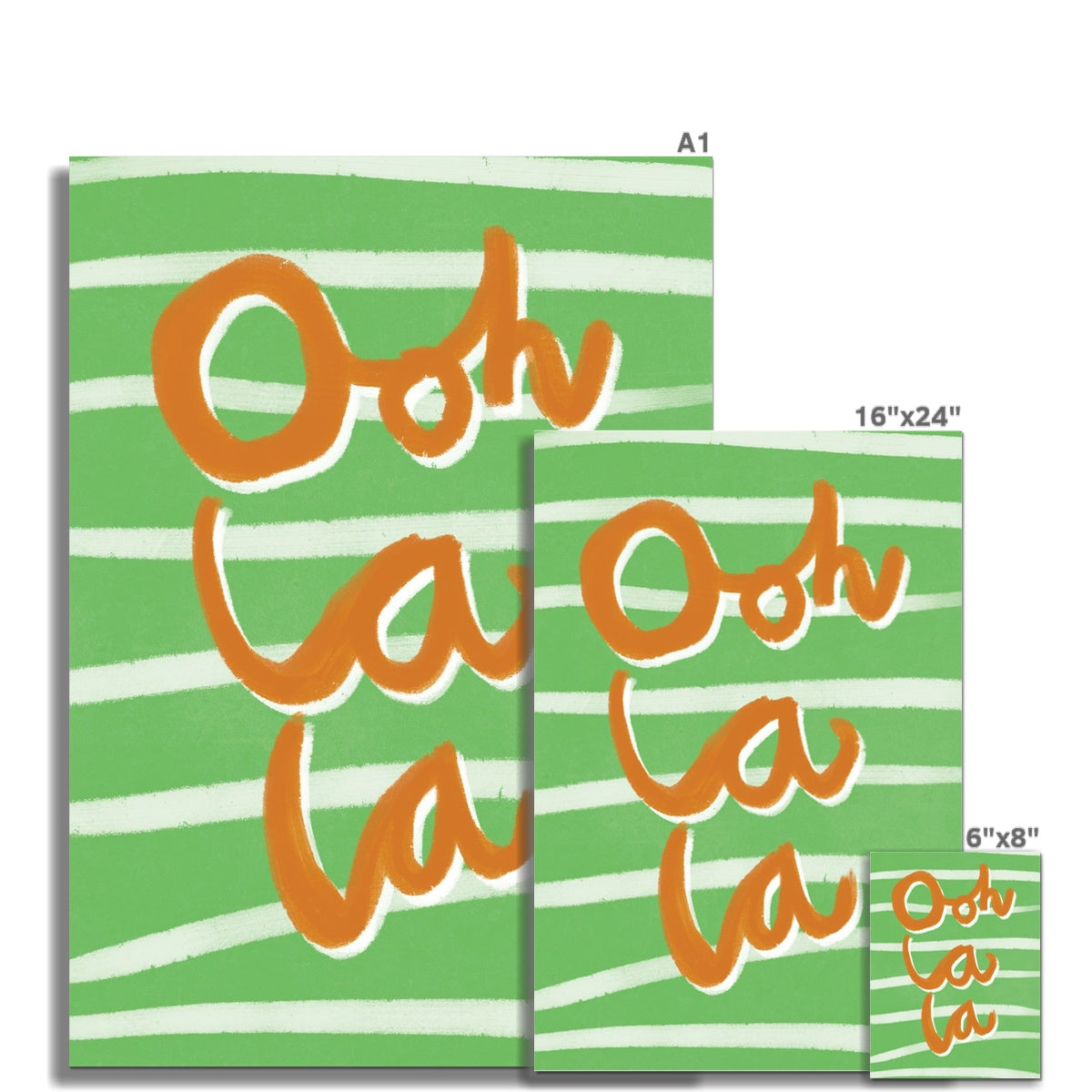 Ooh La La Art Print - Green, White and Brown Fine Art Print