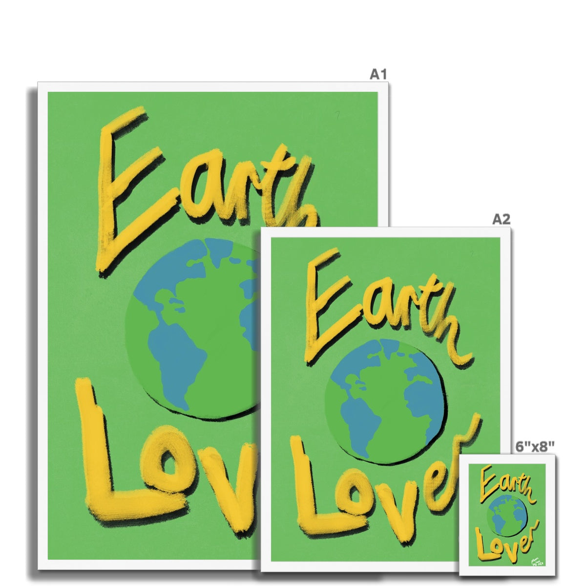 Earth Lover Print - Green, Yellow Framed Print