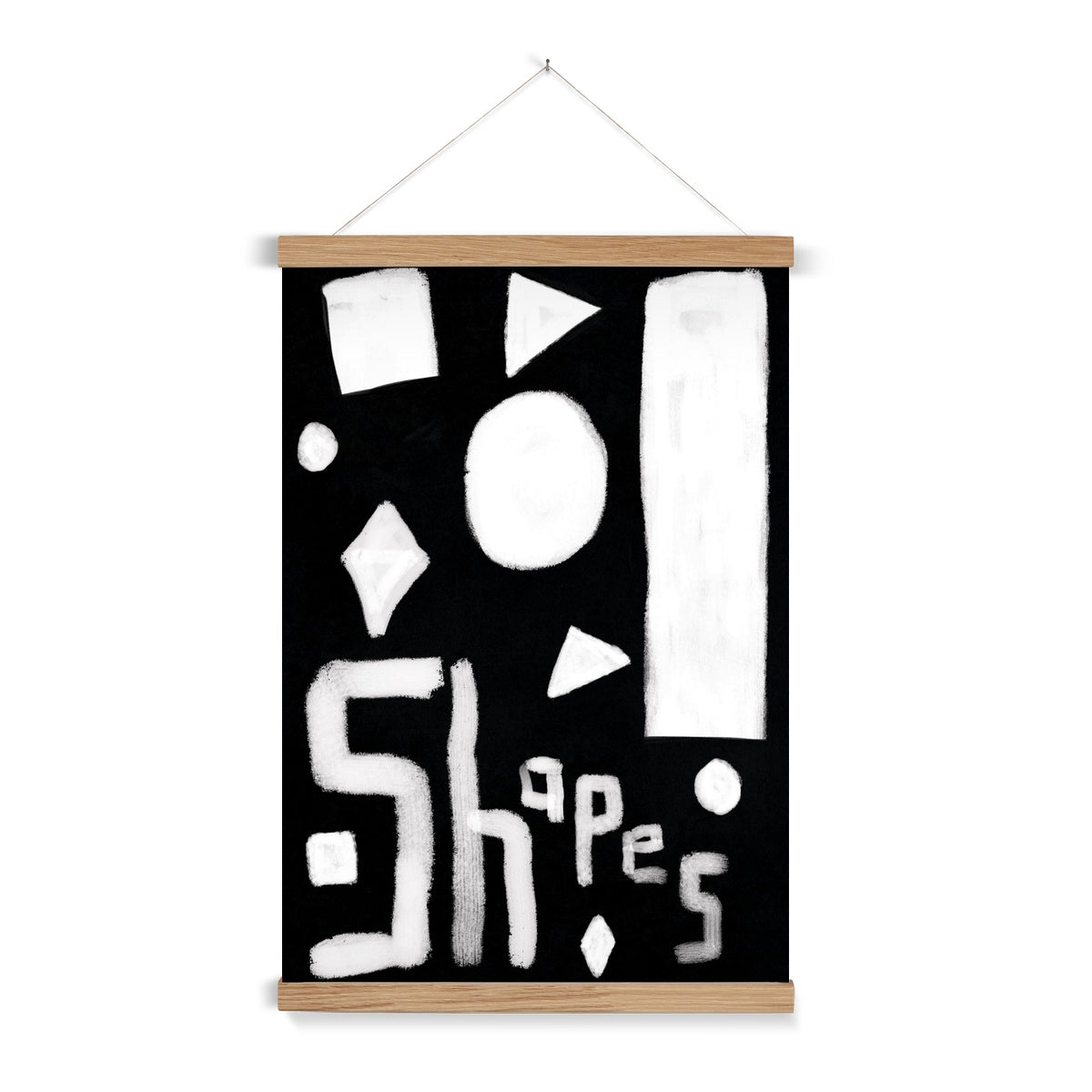 Shapes Print - Black, white Fine Art Print with Hanger