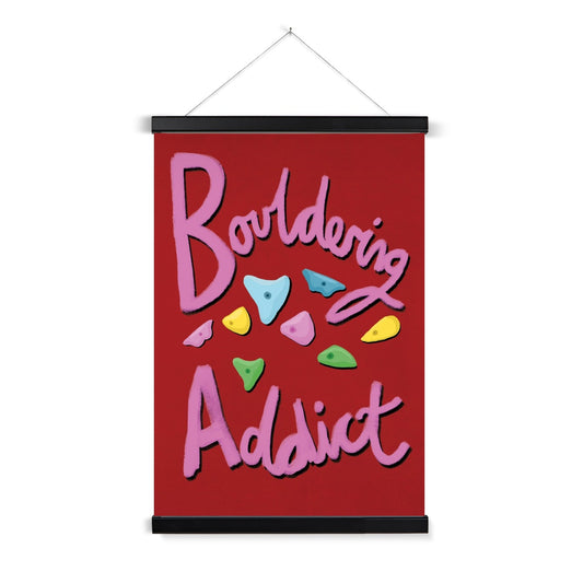 Bouldering Addict - Red and Pink Fine Art Print with Hanger