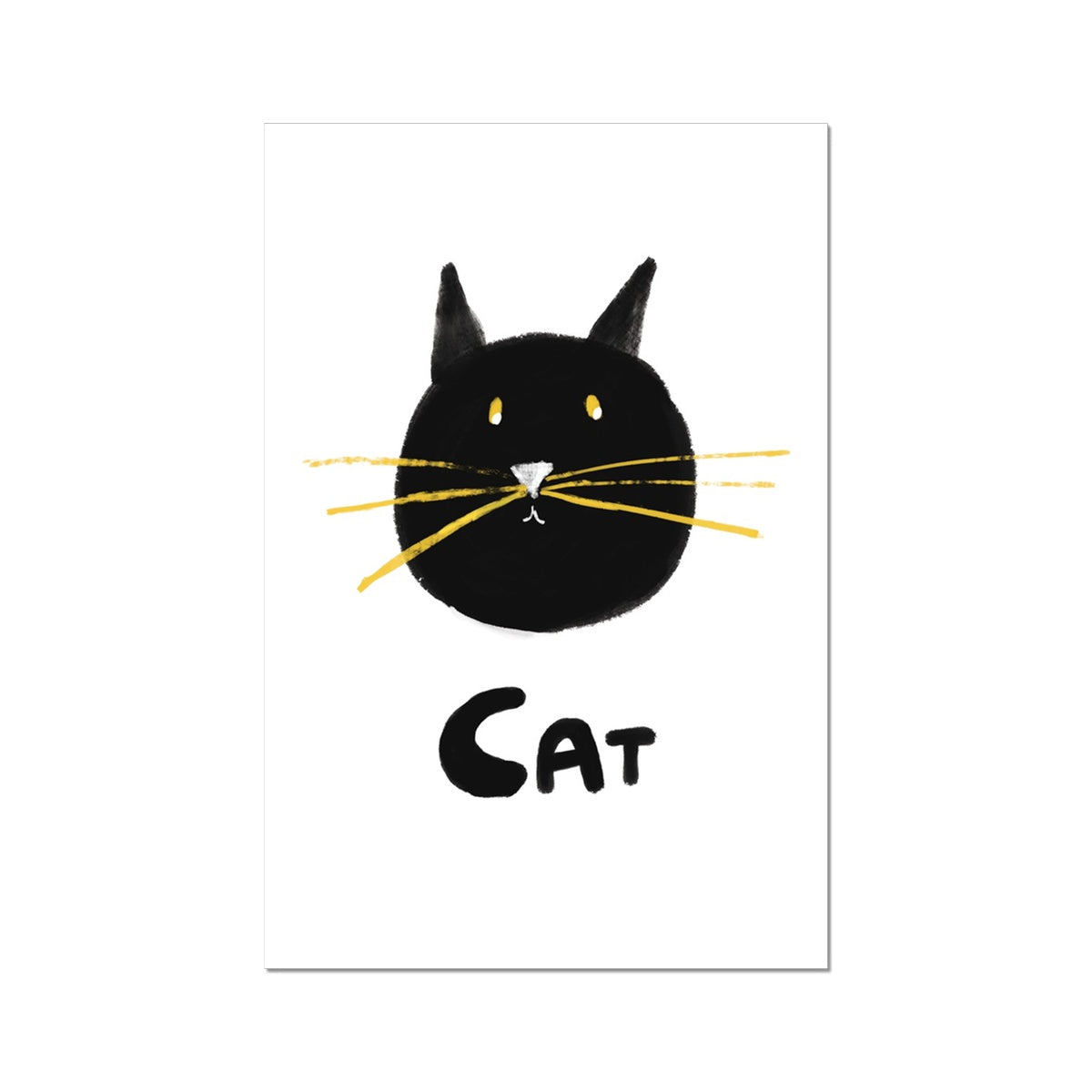 Cat Print - White with black Fine Art Print