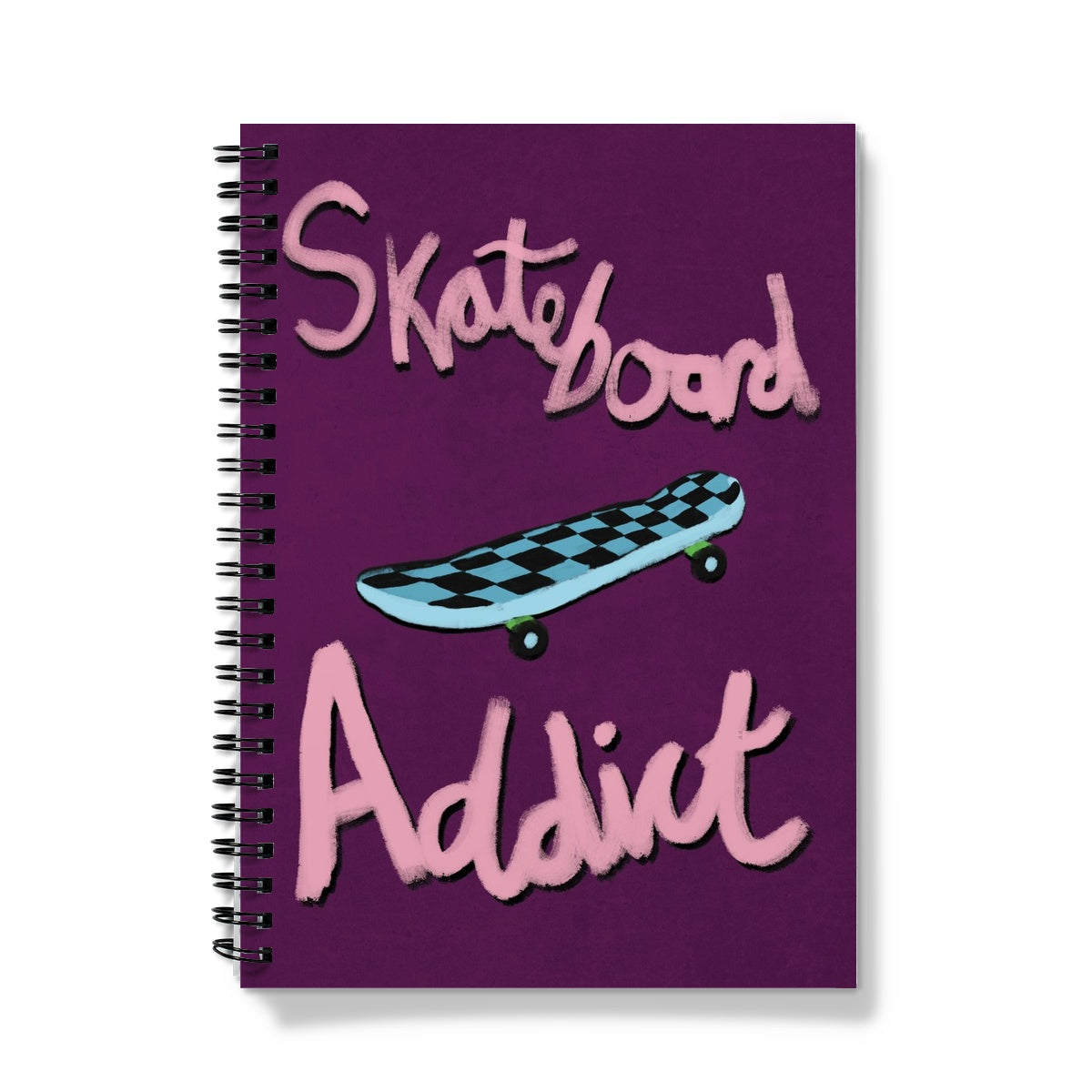 Skateboard Addict - Dark Purple, Pink, Blue Notebook