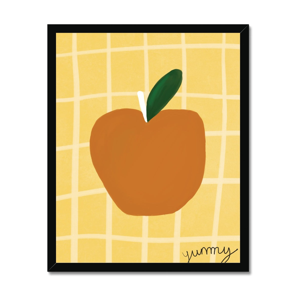Yummy Apple Print - Yellow, Brown Framed Print