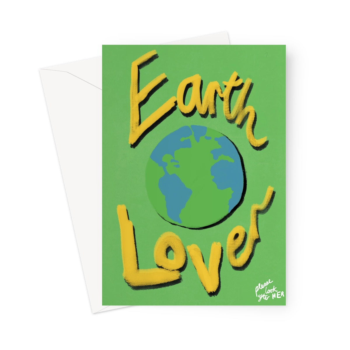 Earth Lover Print - Green, Yellow Greeting Card