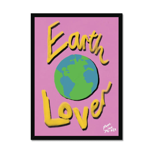 Earth Lover Print - Bright Pink, Yellow Framed Print