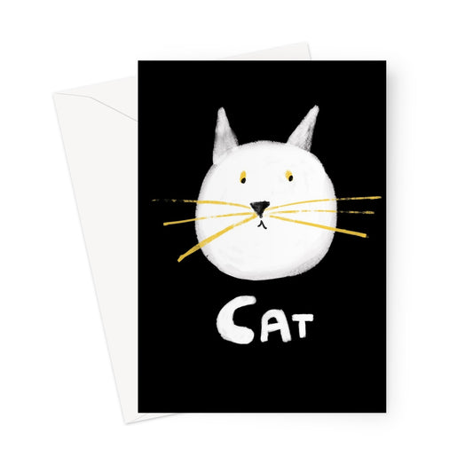 Cat Print - Black with white Greeting Card