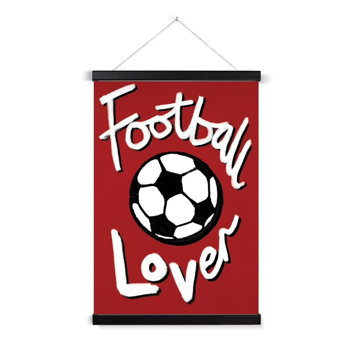Football Lover - Red, Black and White Fine Art Print with Hanger