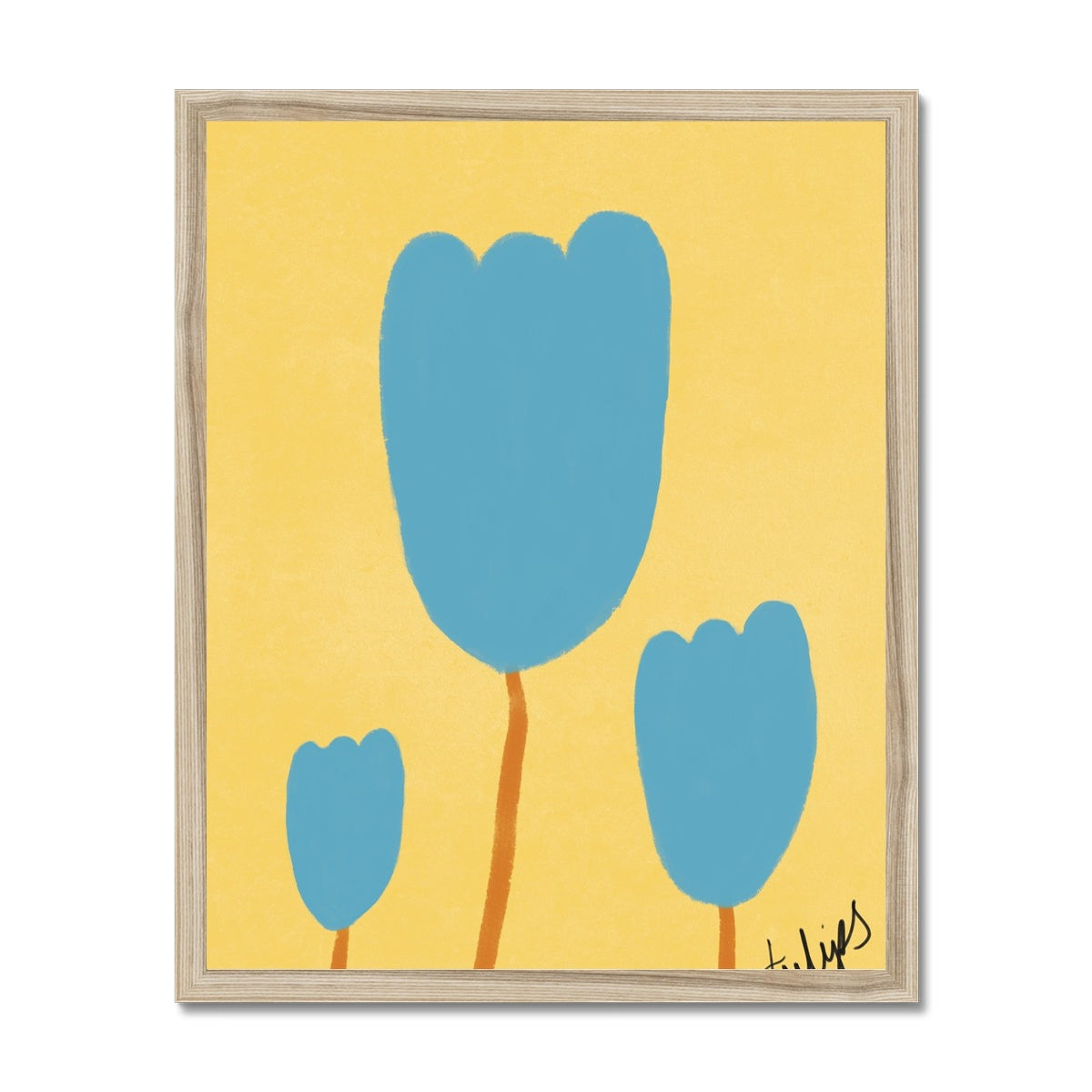 Tulips Print - Yellow, Blue Framed Print