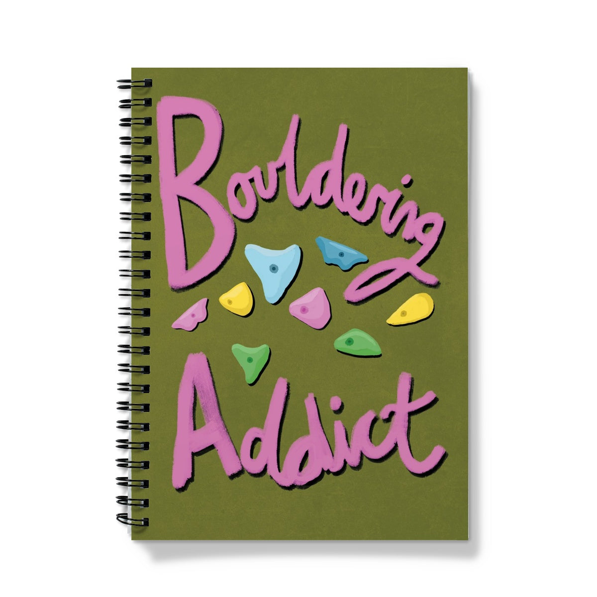 Bouldering Addict - Olive Green and Pink Notebook