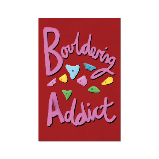 Bouldering Addict - Red and Pink Fine Art Print