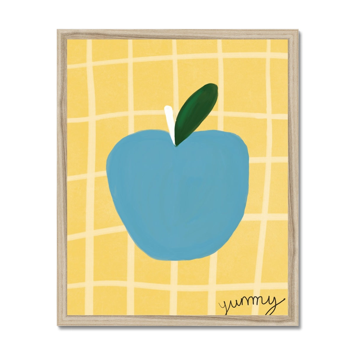 Yummy Apple Print - Yellow, Blue Framed Print