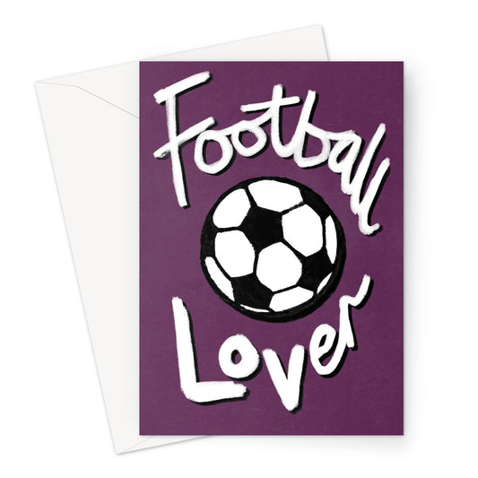 Football Lover Print - Plum, Black, White Greeting Card