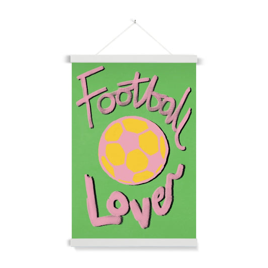 Football Lover Print - Green, Pink, Yellow Fine Art Print with Hanger