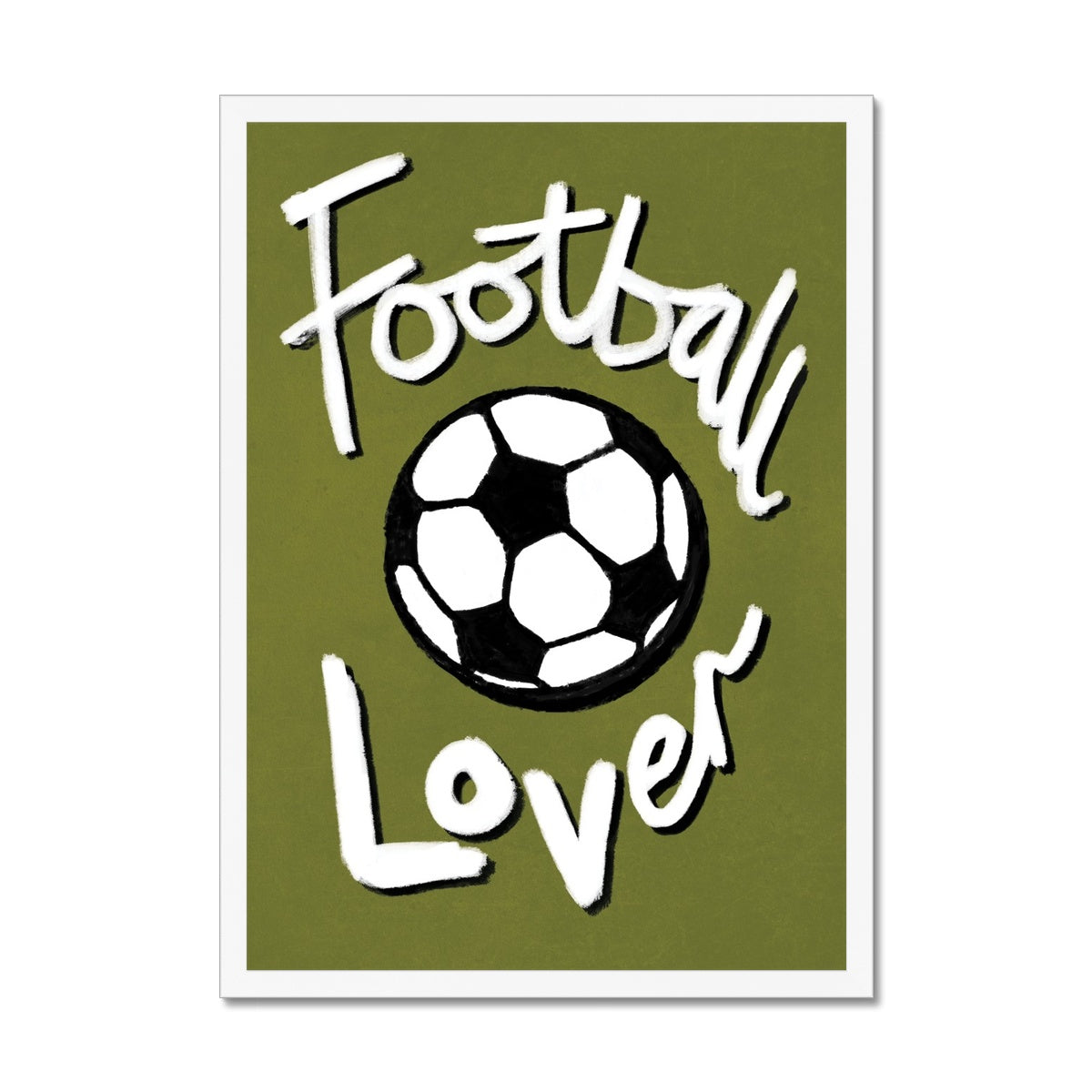 Football Lover Print - Olive Green, Black, White Framed Print