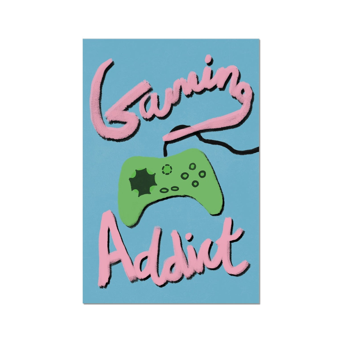 Gaming Addict Print - Blue, Pink, Green Fine Art Print