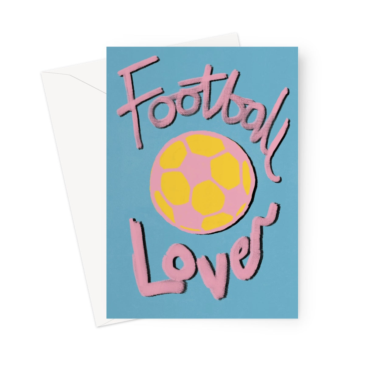 Football Lover Print - Blue, Yellow, Pink Greeting Card