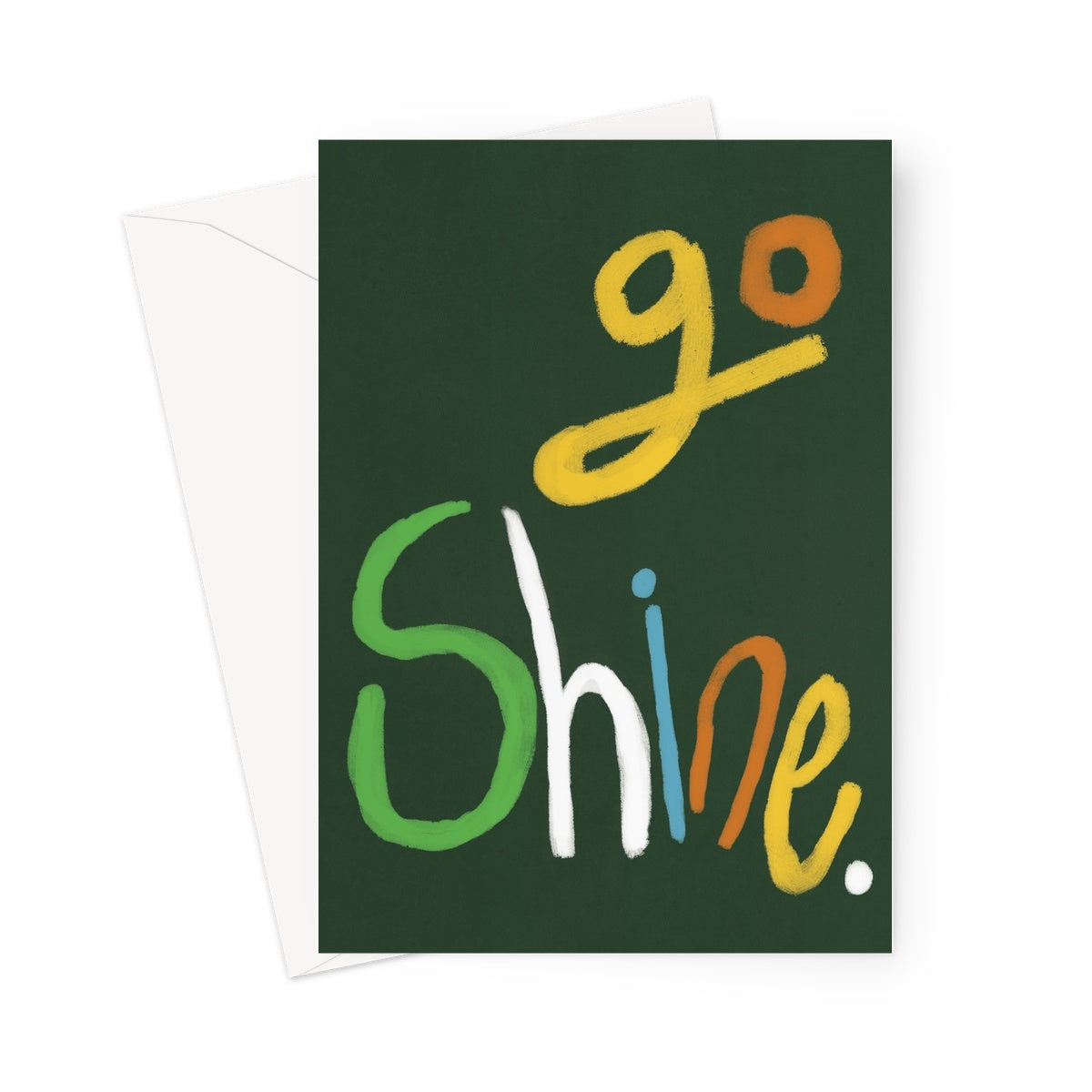 Go Shine Art Print - Green, Multi-coloured Greeting Card