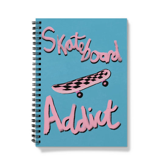 Skateboard Addict - Blue, Pink Notebook