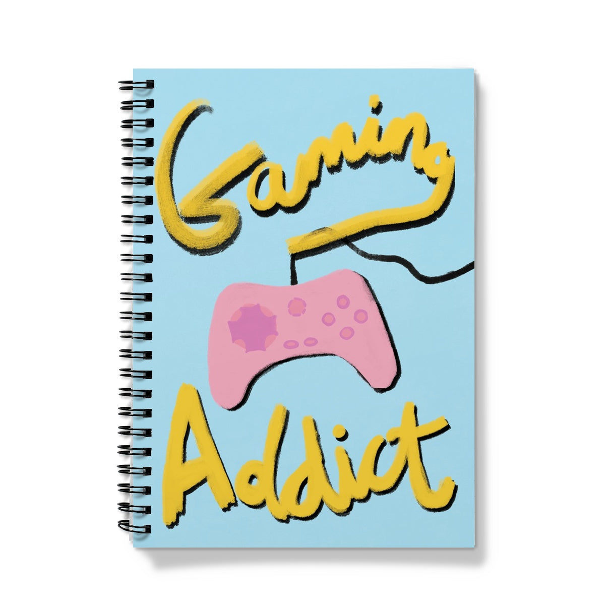 Gaming Addict Print - Light Blue, Yellow, Pink Notebook